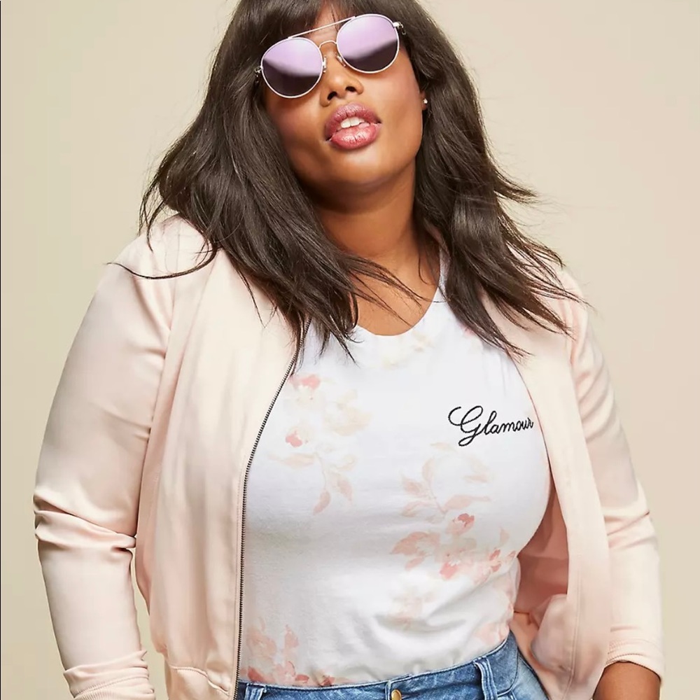 Lane Bryant Pink Glamour Bomber Jacket